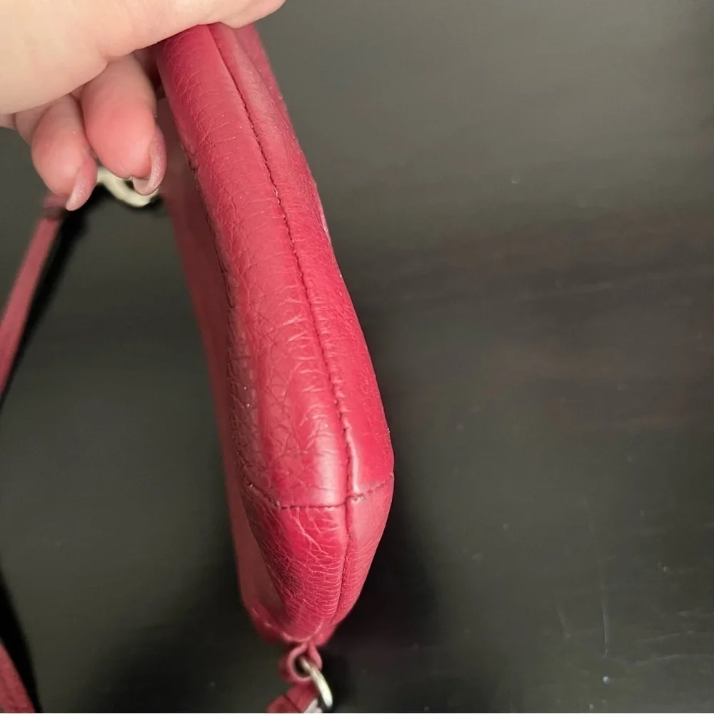Coach Leather wristlet, dark red 8”x4.5”